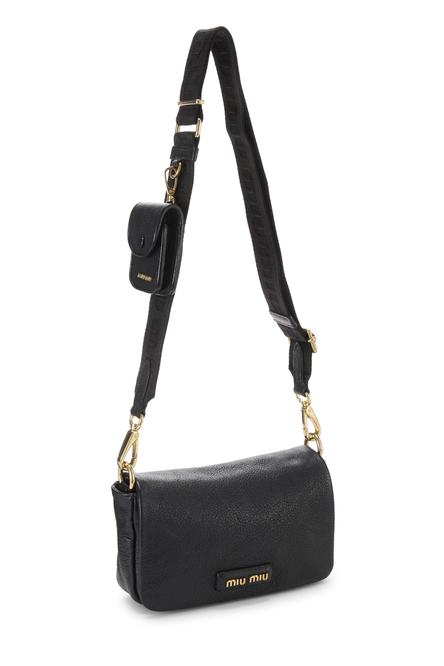 Miu Miu, Pre-Loved Black Calfskin Crossbody Bag, Black