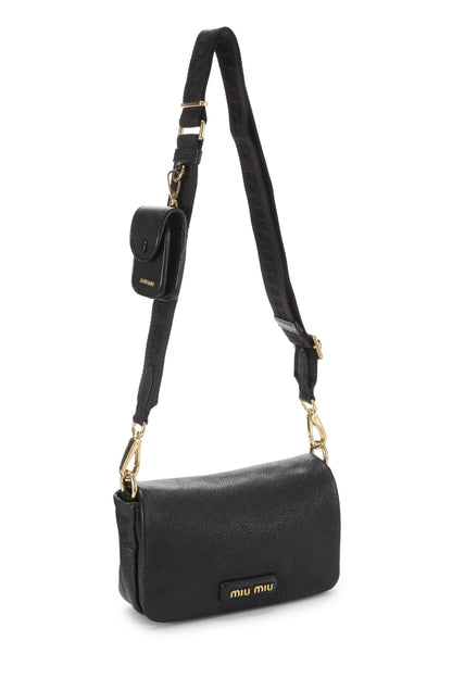 Miu Miu, Pre-Loved Black Calfskin Crossbody Bag, Black