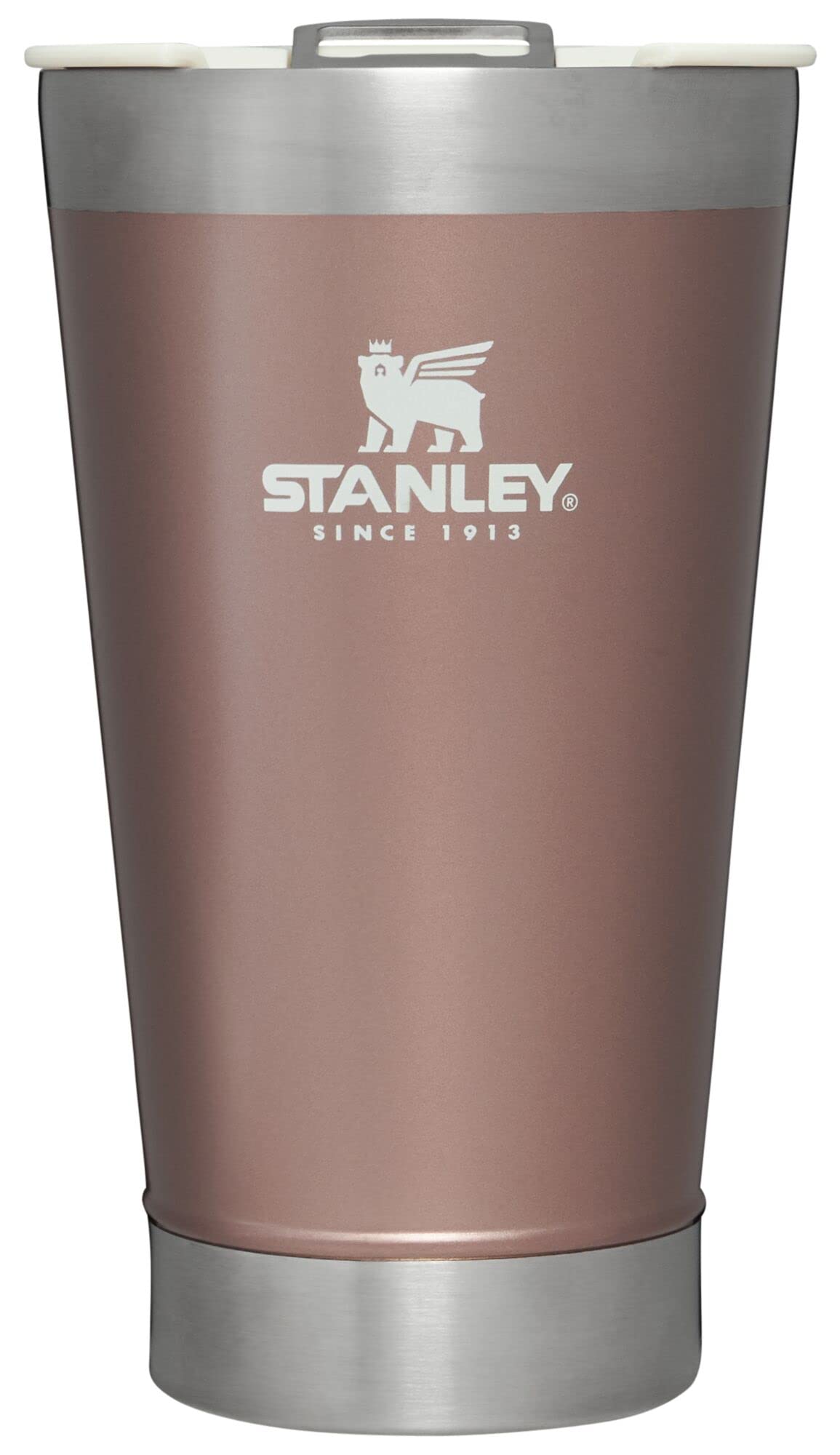 Stanley Stay-Chill Beer Pint 16 oz | Wide Mouth Lid | Built-in Bottle Opener | Beer Tumbler Cup | Insulated Stainless Steel Pint Glass | BPA-Free | Rose Quartz Glow