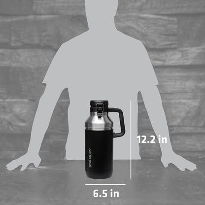 Stanley GO Growler 64 oz | Keeps Beer Cold or Coffee Hot | Leakproof Steel Lined Lid and Easy to Carry Handle | Insulated Stainless Steel Beverage Container | BPA-Free | Matte Black