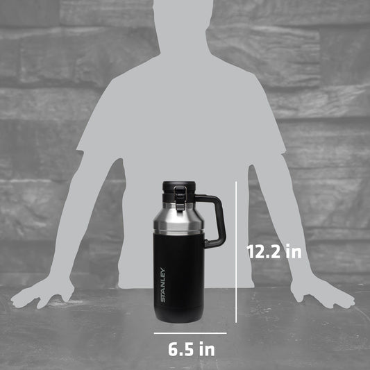 Stanley GO Growler 64 oz | Keeps Beer Cold or Coffee Hot | Leakproof Steel Lined Lid and Easy to Carry Handle | Insulated Stainless Steel Beverage Container | BPA-Free | Matte Black