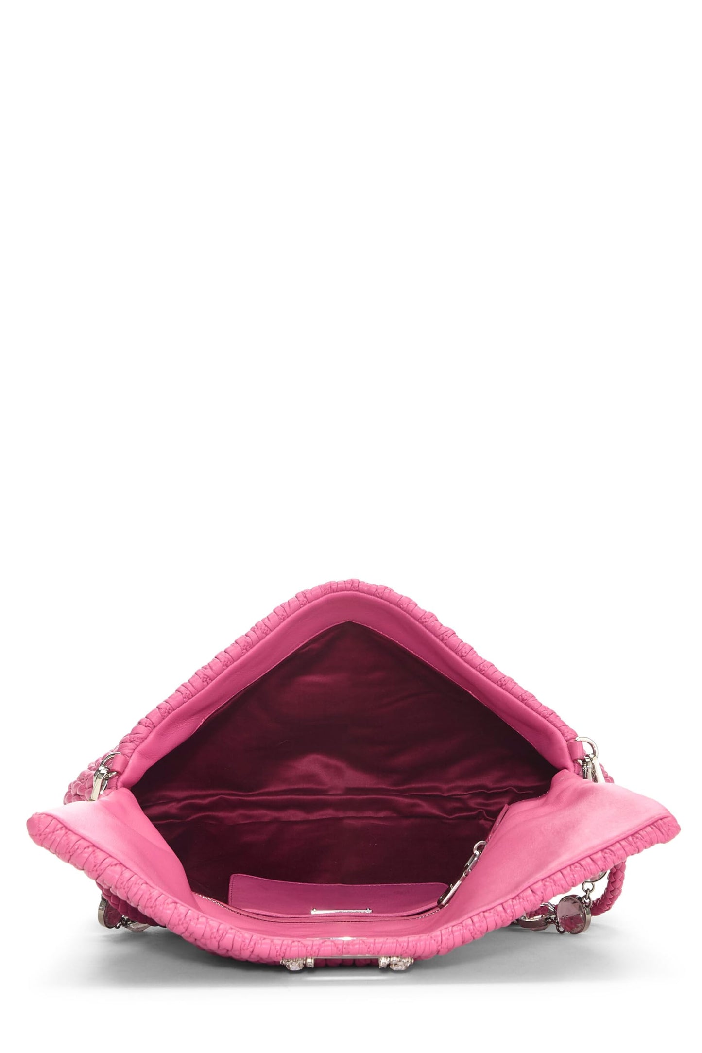 Miu Miu, Pre-Loved Pink Nappa Crystal Flap Shoulder Bag, Pink