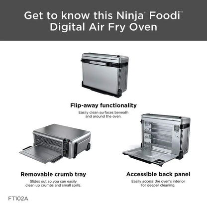 Ninja Foodi 9-in-1 Digital Oven Air Fry, Air Roast/ Broil, Bake, Bagel, Toast, Dehydrate, Keep Warm, and Reheat - Stainless Steel