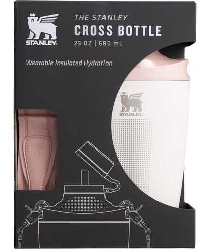 Stanley Cross Bottle 23 oz | Travel Water Bottle with Jacquard Strap | Leakproof Tritan Lid with Removable Straw | Insulated Stainless Steel | BPA-Free | Rose Quartz