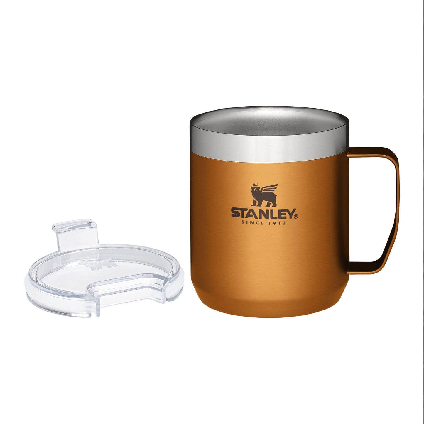 Stanley Stay-Hot Camp Mug 12 oz | Press Fit Drink Through Lid | Cup for Coffee, Tea and Drinks | Insulated Stainless Steel Coffee Mug | BPA-Free | Maple