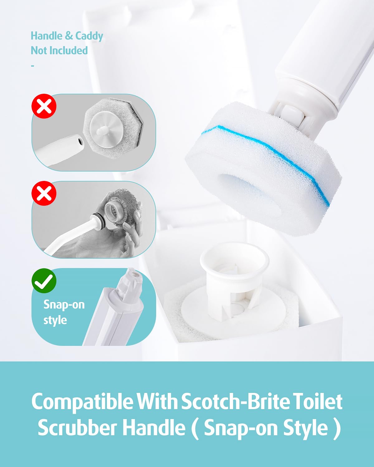 AIR U+ 24 PCS Disposable Toilet Brush Refills Only for Scotch-Brite Disposable Toilet Scrubber Wand(Snap-on Style), Toilet Cleaner Refill Pads, Upgraded Toilet Bowl Brush Refill Heads (Only Refills)