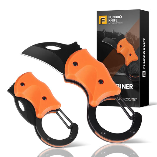 FUNBRO Small Pocket Knife for Men, Cool Folding Knife Box Cutter with 1.34inch Sharp Blade, Mini EDC Knives for Everyday Carry, Great Gift for Men (Orange)