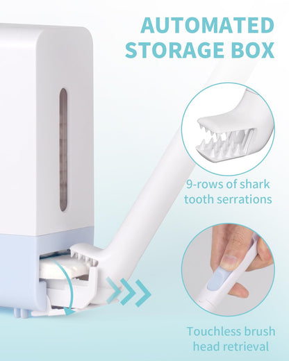 AIR U+ Disposable Toilet Brush Wand Starter Kit for Scrubbing Bubbles Flushable Refills, Wall Mount Toilet Cleaning System, 1 Toilet Wand + 72 Flushable Refills + 1 Automatic Visual Caddy