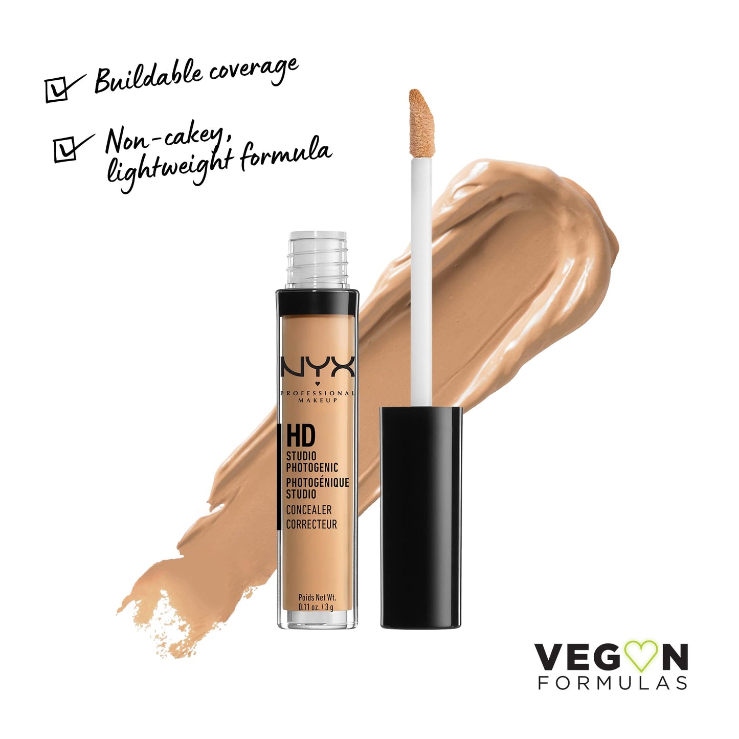 NYX PROFESSIONAL MAKEUP HD Studio Photogenic Concealer Wand, Medium Coverage - Golden