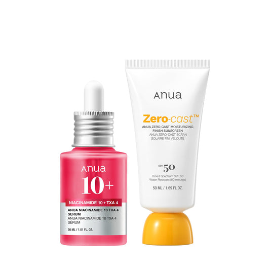 Anua Ultimate Glow Protection Duo, Zero-Cast Moisturizing Finish Sunscreen + Niacinamide 10 + TXA 4 Serum, SPF 50,No White Cast, Facial Serum for face, Korean skincare Set