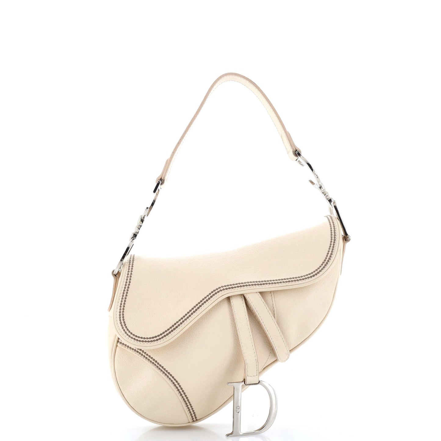 Christian Dior, Pre-Loved Saddle Handbag Leather Medium, Neutral