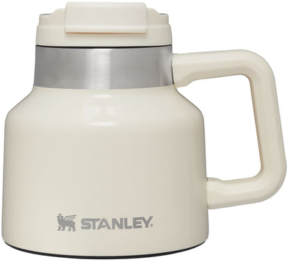 Stanley Tough-To-Tip Admiral's Mug 20 oz | Twist-on Flip Open Lid | Wide Body with Non-Skid Rubber Base | Insulated Stainless Steel Coffee Cup | BPA-Free | Cream Gloss