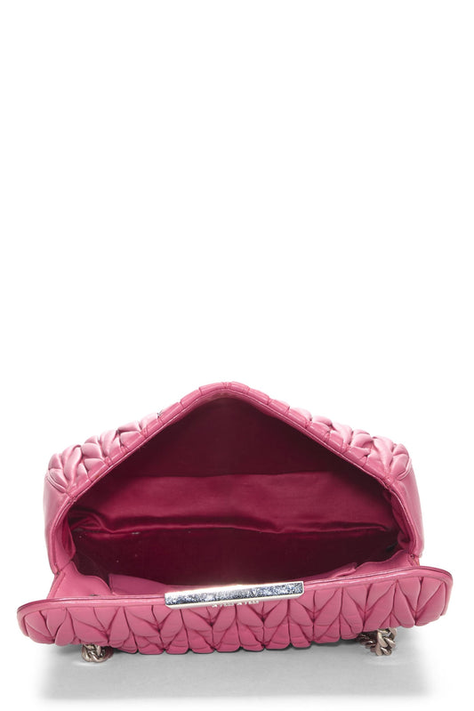 Miu Miu, Pre-Loved Pink Nappa Gaufre Chain Flap Shoulder Bag, Pink