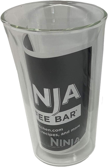 Ninja Genuine 12oz Double-Wall Thermo Insulated Tumbler Clear Glass Coffee Tea Cup For Cafe Bar Maker Forte Brew