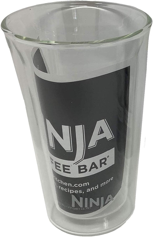 Ninja Genuine 12oz Double-Wall Thermo Insulated Tumbler Clear Glass Coffee Tea Cup For Cafe Bar Maker Forte Brew