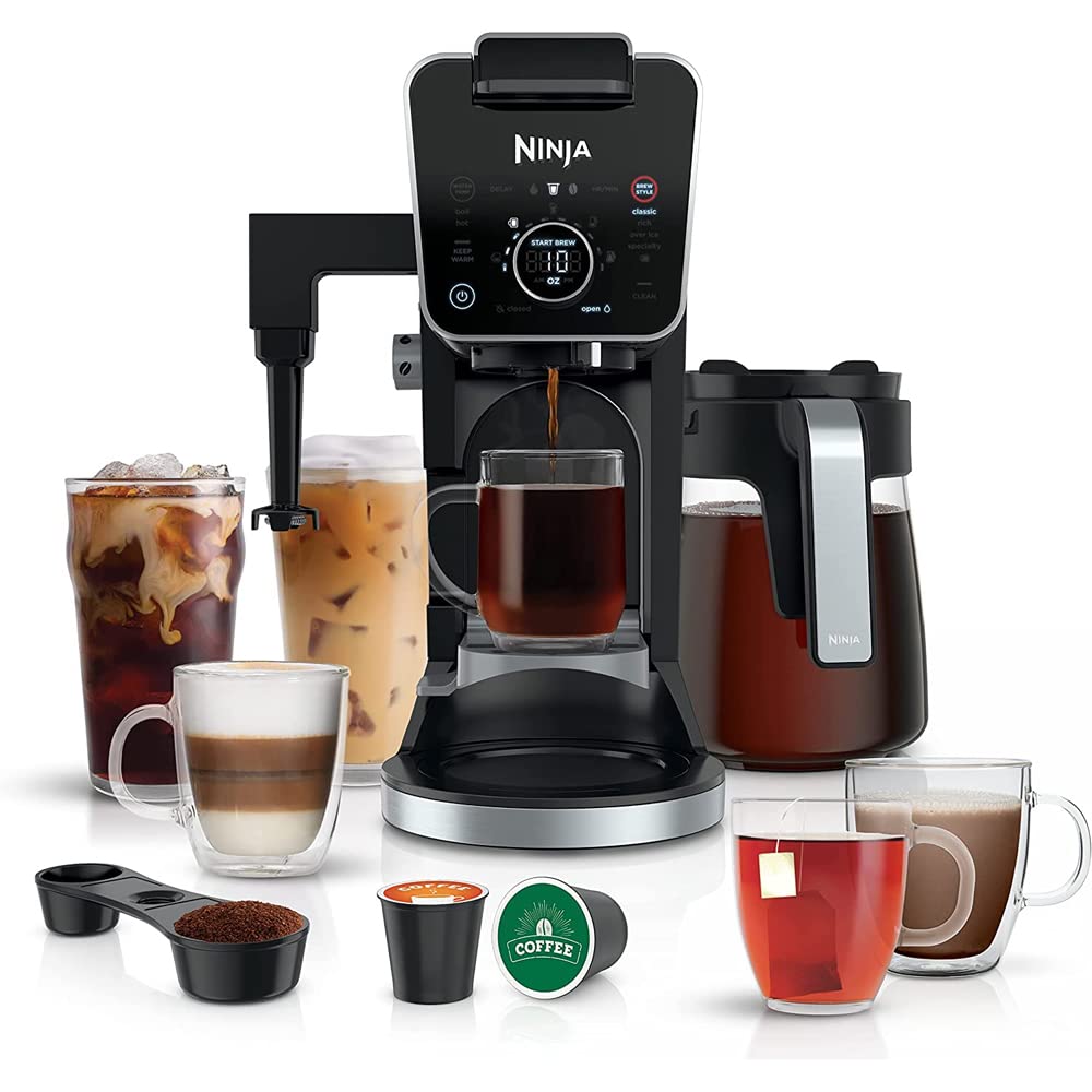 Ninja CFP301 DualBrew Pro Specialty 12-Cup Drip Coffee Maker (Renewed) Bundle with Deco Chef 3.7QT Electric Oil-Free Digital Air Fryer for Healthy Frying