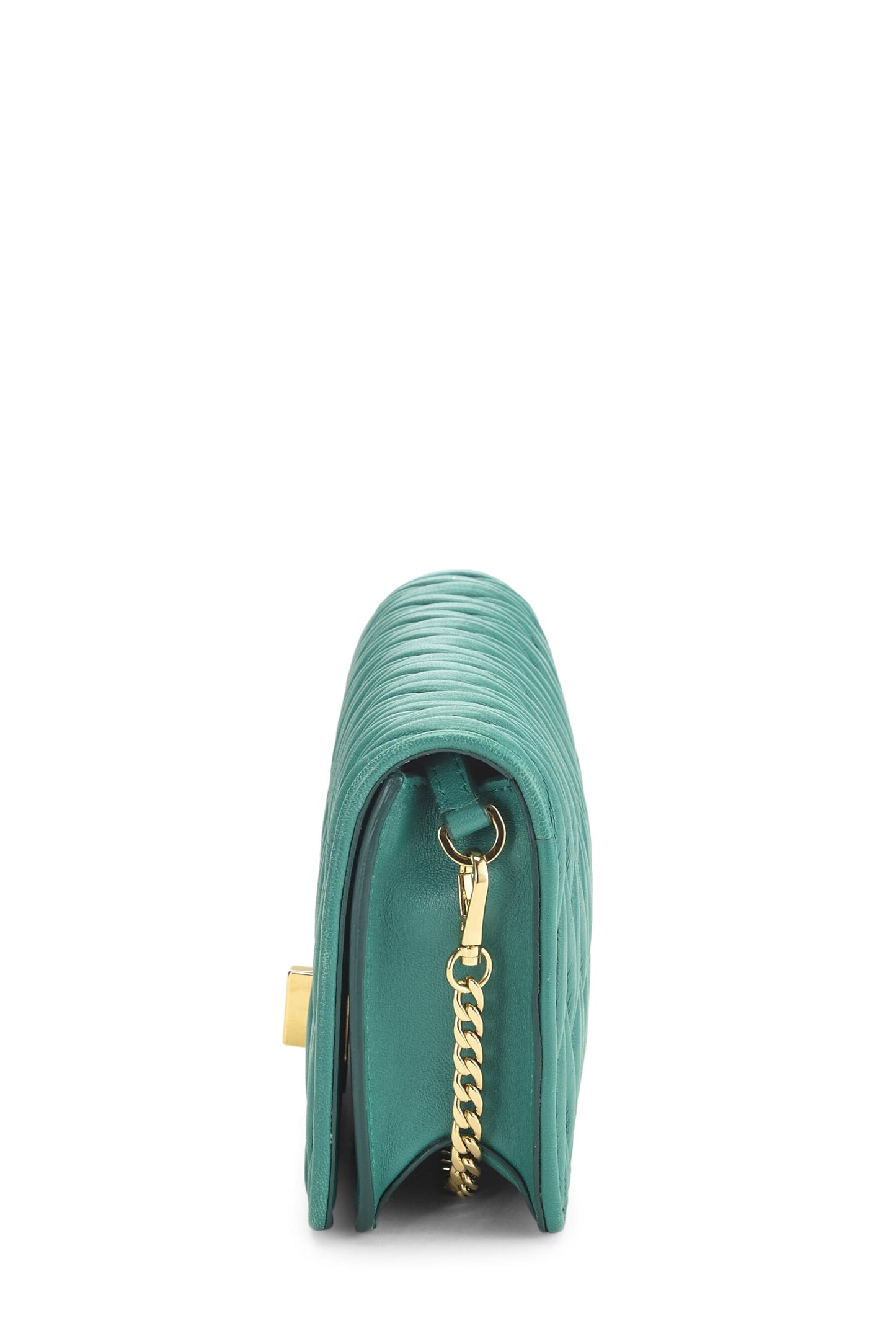 Miu Miu, Pre-Loved Green Nappa Wallet On Chain (WOC), Green