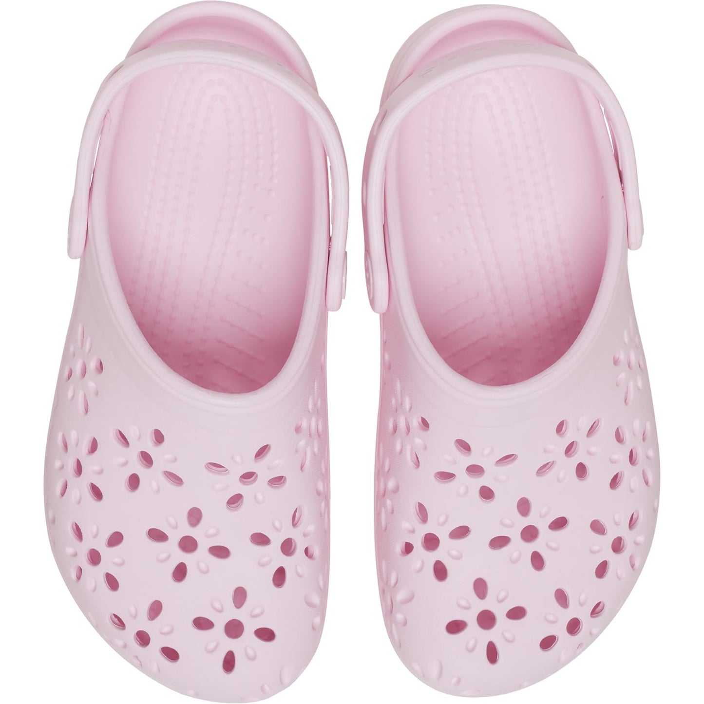 Crocs Unisex-Child Classic Clogs with Floral Cut Out Design, Kids and Toddler Shoes, Pink Milk, 6 Toddler