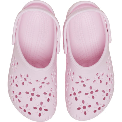 Crocs Unisex-Child Classic Clogs with Floral Cut Out Design, Kids and Toddler Shoes, Pink Milk, 6 Toddler