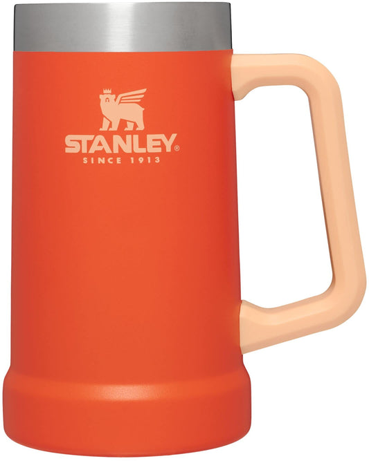 Stanley Stay-Chill Beer Stein 24 oz | Heavy Duty Big Grip Handle | Beer Tumbler Drink Cup, Holds 2 Cans | Insulated Stainless Steel Party Mug | BPA-Free | Tigerlily