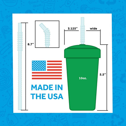 Re-Play Made in USA 2 Convertible Cups for Toddlers with Sippy Cup and Straw Cup Lids - 2 Plastic 10 Oz. Toddler Cups, 2 Hard Sput Sippy Cup Lids, 2 Straw Cup Lids and 2 Bendy Straws - Sand