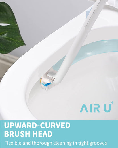 AIR U+ Disposable Toilet Brush Wand Starter Kit for Scrubbing Bubbles Flushable Refills, Wall Mount Toilet Cleaning System, 1 Toilet Wand + 72 Flushable Refills + 1 Automatic Visual Caddy