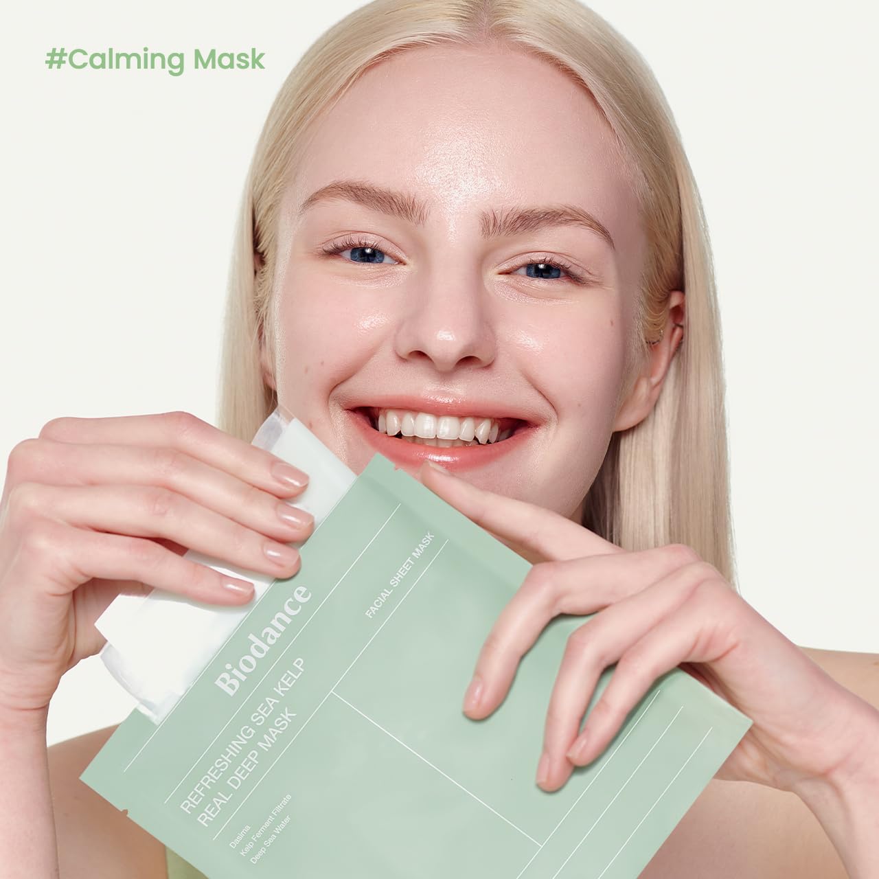 BIODANCE Refreshing Sea kelp Real Deep Mask, Overnight Hydrogel Mask, Calming, Oil & Sebum Control, Blemish Care 1.19oz(34g) x 4ea