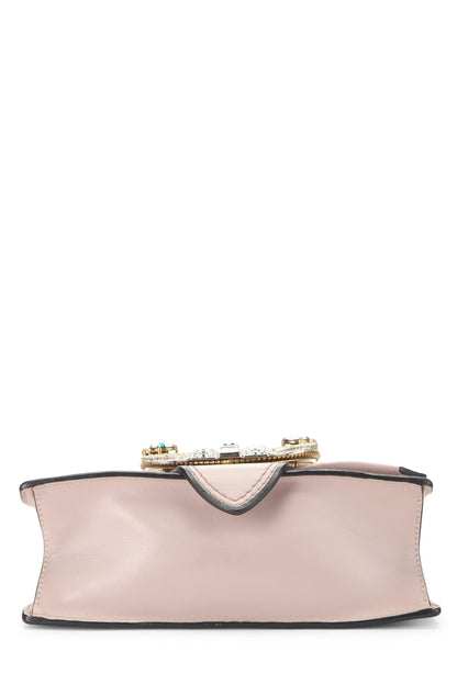 Miu Miu, Pre-Loved Pink Leather Crystal Embellished Shoulder Bag, Pink