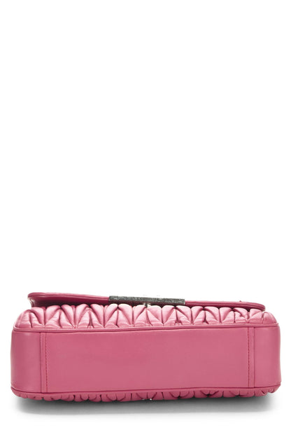 Miu Miu, Pre-Loved Pink Nappa Gaufre Chain Flap Shoulder Bag, Pink