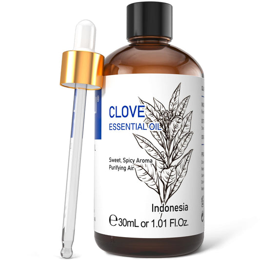 HIQILI 1 Fl Oz Clove Oil for Teeth and Gums, Oral Care, DIY Clean Spray, Aromatherapy, 100% Pure Natural Premium - 30ml