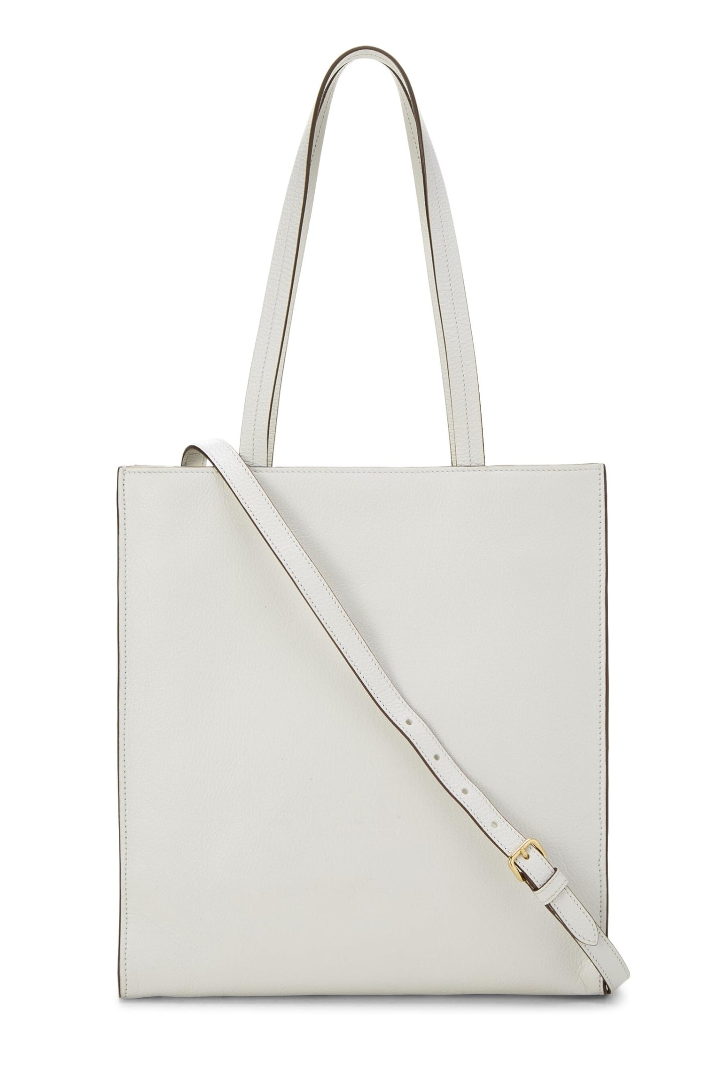 Miu Miu, Pre-Loved White Calfskin Embossed Logo Tote, White