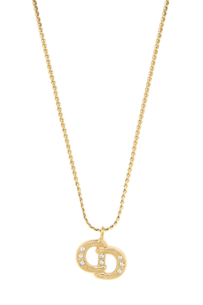 Dior, Pre-Loved Gold & Crystal 'CD' Necklace, Gold