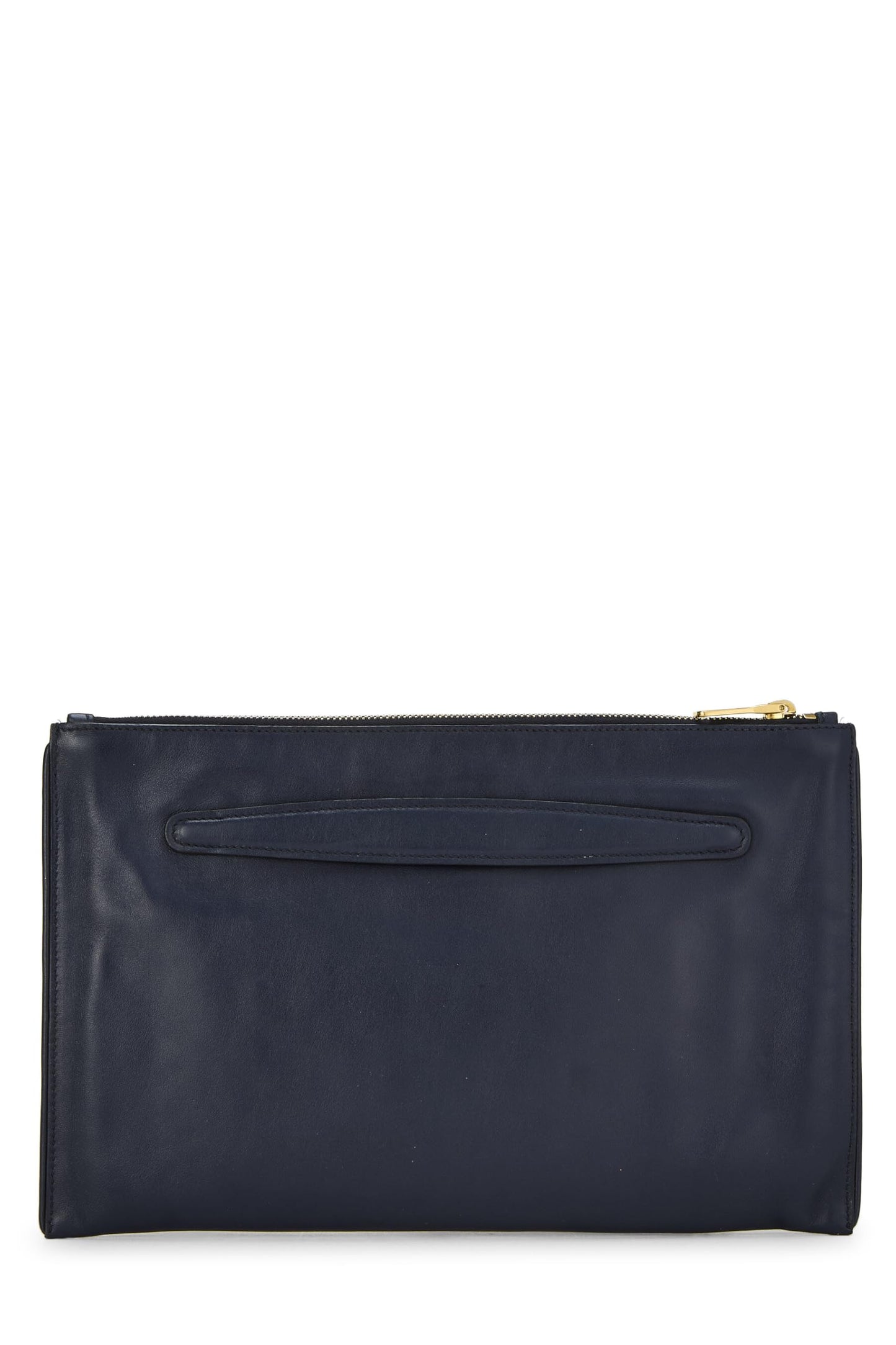 Miu Miu, Pre-Loved Navy Studded Calfskin Clutch, Navy
