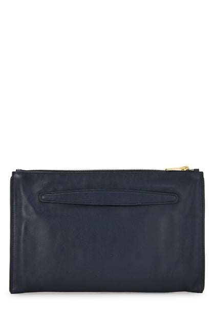 Miu Miu, Pre-Loved Navy Studded Calfskin Clutch, Navy