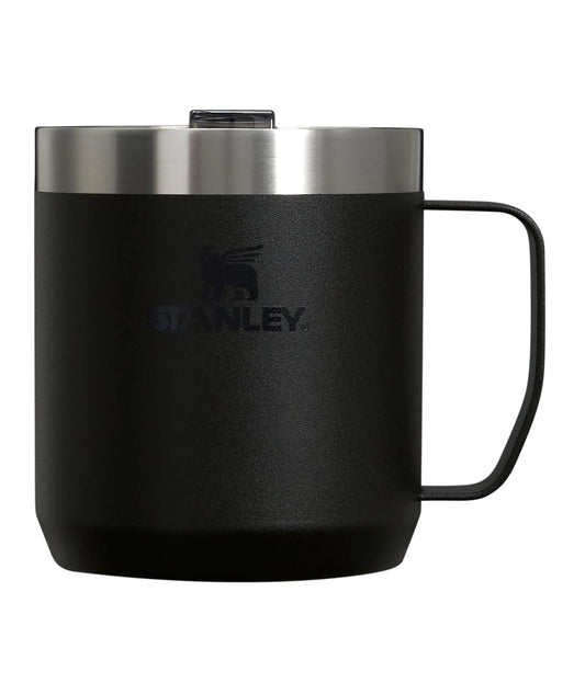 Stanley Stay-Hot Camp Mug 12 oz | Press Fit Drink Through Lid | Cup for Coffee, Tea and Drinks | Insulated Stainless Steel Coffee Mug | BPA-Free | Black 2.0