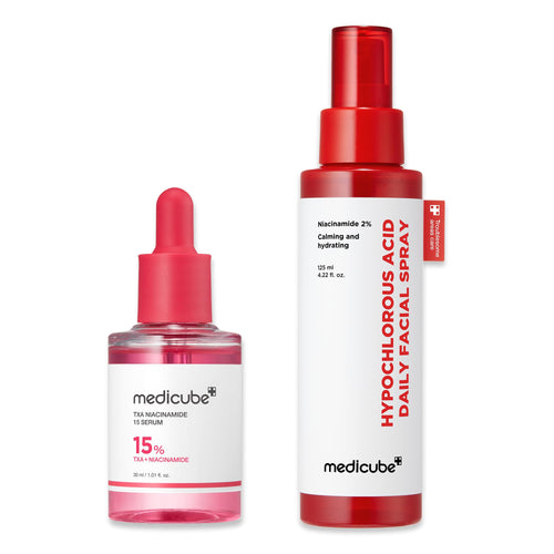 medicube Red Power Duo for After Spot Care Use: TXA+Niacinamide 15% Glow Facial Serum and Power Soothing Spray