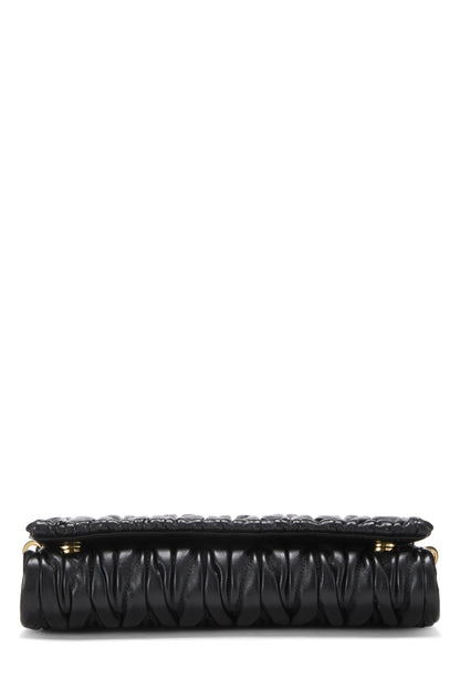 Miu Miu, Pre-Loved Black Nappa Matelassé Chain Clutch, Black