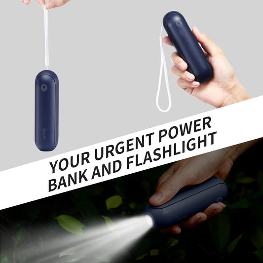 JISULIFE Portable Handheld Fan, Mini 3 In 1 with Rechargeable Battery, Personal Pocket Fan for Travel, Outdoor, USB Power Bank, Flashlight, Essential Ideal Gifts for Men/Women/Family/Friends - Blue