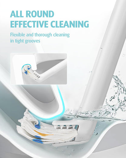 AIR U+ Disposable Toilet Brush Wand Starter Kit for Scrubbing Bubbles Flushable Refills, Wall Mount Toilet Cleaning System, 1 Toilet Wand + 72 Flushable Refills + 1 Automatic Visual Caddy