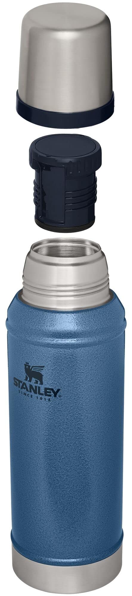 Stanley Classic Legendary Vacuum Bottle 1.0 qt | Wide Mouth with Leakproof Cup Lid | Keep Drinks Hot or Cold | Packable for Travel | Insulated Stainless Steel Thermos | BPA-Free | Hammertone Lake