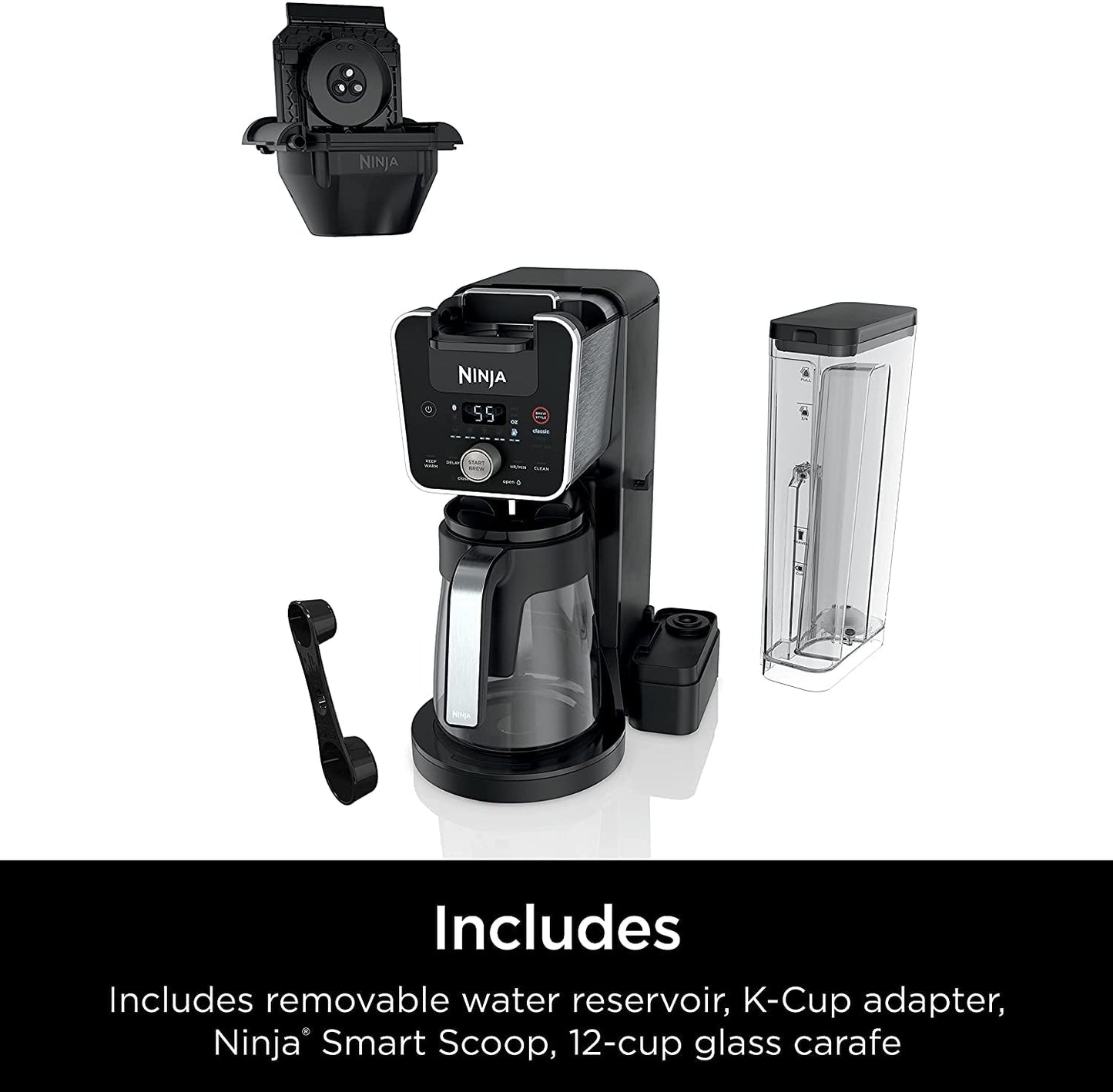 Ninja CFP201 DualBrew 12-Cup Drip Single-Serve Coffee Maker (Renewed) Bundle with Deco Chef 3.7QT Electric Oil-Free Digital Air Fryer for Healthy Frying