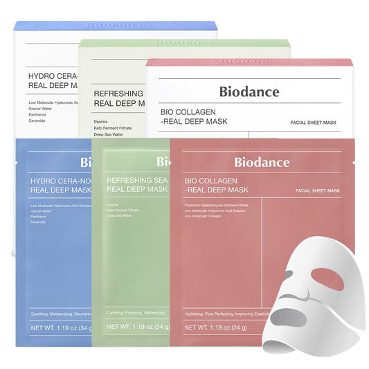 BIODANCE Total Solution Mask Trio: Bio Collagen & Hydro Cera-nol & Refreshing Sea Kelp Real Deep Mask