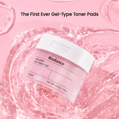 Biodance Collagen Gel Toner Pads, Pore Minimizer for Face, Improving Elasticity, Gentle Exfoliating Korean Toner Pads for Sensitive Skin, 4.93 fl.oz.(140g)*60Pads