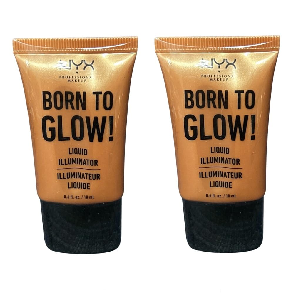 Pack of 2 NYX Born to Glow! Liquid Illuminator, Pure Gold LI03