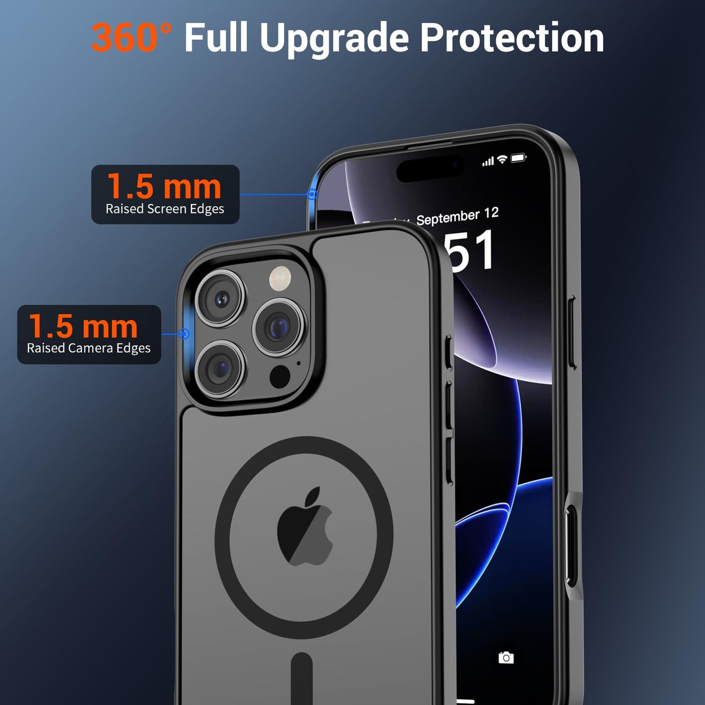 SUPFINE Magnetic for iPhone 16 Pro Max Case (Compatible with MagSafe) (Military Grade Drop Protection) Slim Translucent Matte Shockproof with Anti-Fingerprint Phone Case, Black