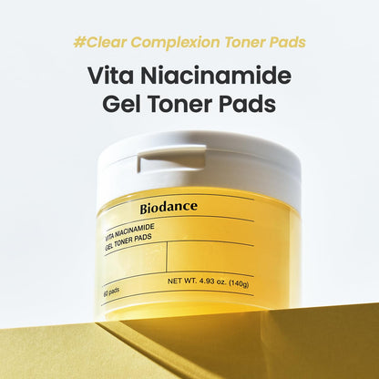 Biodance Brightening & Calming Toner Pads Duo, Vita Niacinamide and Sea Kelp Gel Toner Pads, Dark Spot Correcting and Sebum Control for Sensitive Skin, 60 Pads + 60 Pads