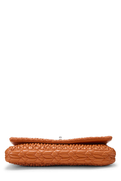 Miu Miu, Pre-Loved Orange Nappa Crystal Flap Shoulder Bag, Orange