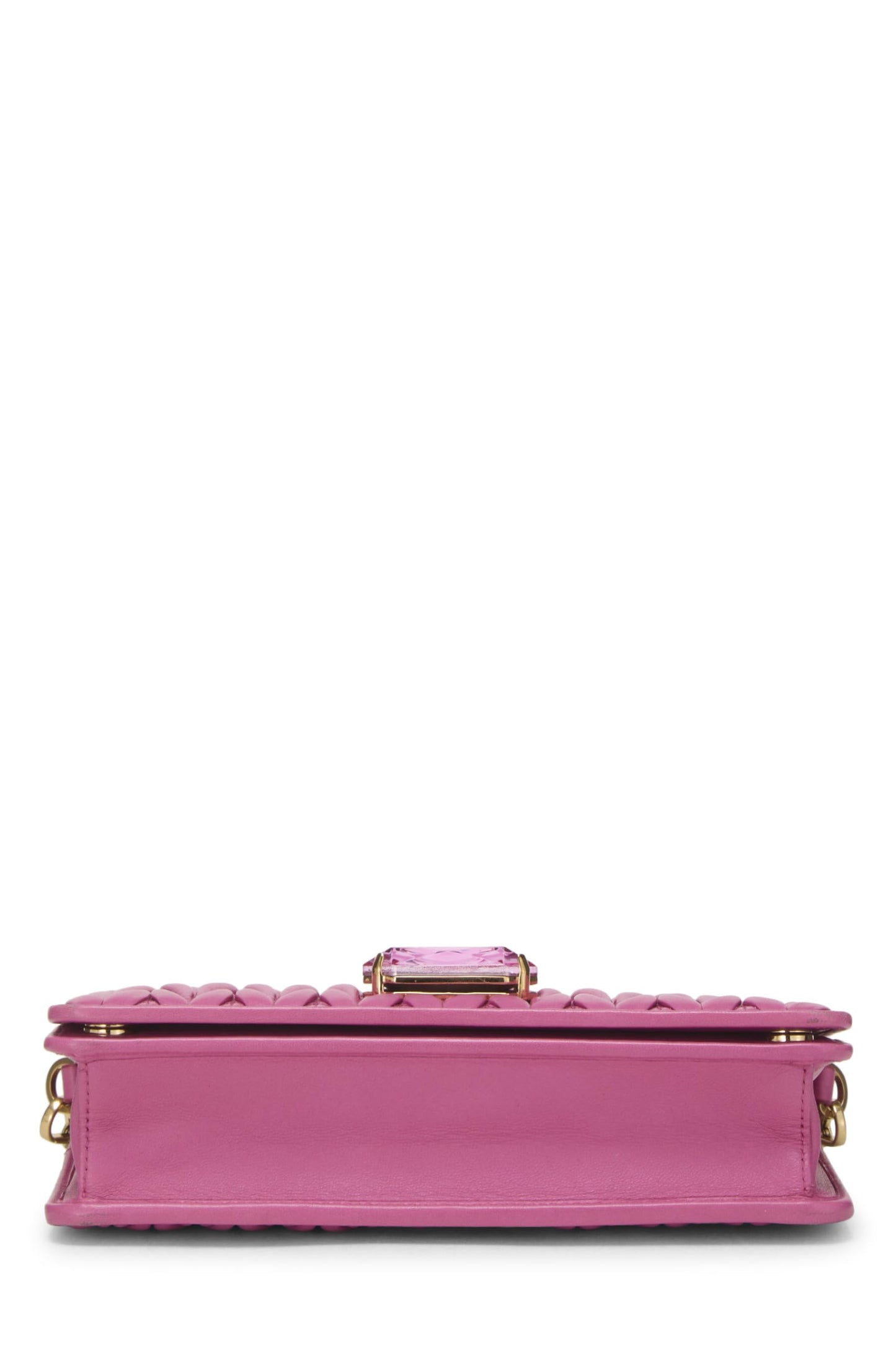 Miu Miu, Pre-Loved Pink Nappa Crystal Flap Wallet On Chain (WOC), Pink