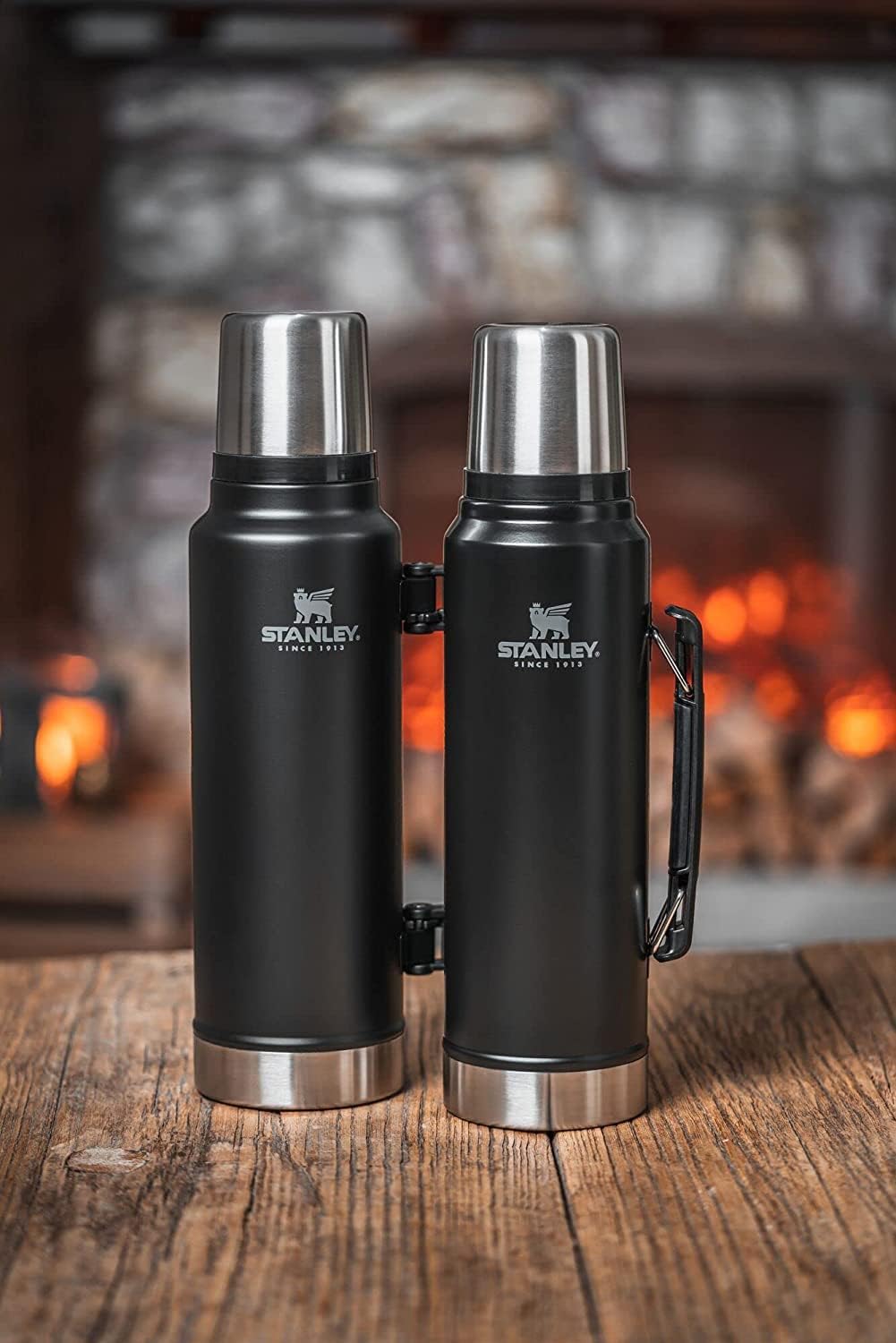 Stanley Classic Legendary Vacuum Bottle 1.5 qt | Wide Mouth with Leakproof Cup Lid | Keep Drinks Hot or Cold | Packable for Travel | Insulated Stainless Steel Thermos | BPA-Free | Matte Black