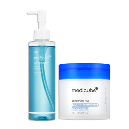 medicube Pore Care Duo for Flawless Skin: Zero Pore Blackhead Deep Cleansing Oil & Pads 2.0